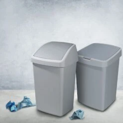 Sunware Delta Prullenbak 10L Met Klep Deksel Grijs -Buiten Kamperen Winkel 108312 900 03 1