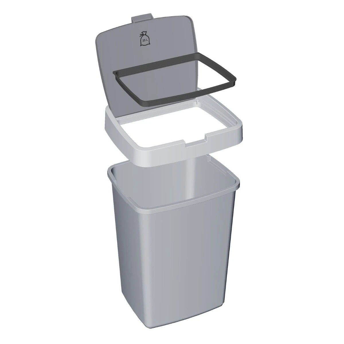 Sunware Delta Prullenbak 25L Met Klep Deksel Metaal Zwart 2 Sunware Delta Prullenbak 25L Met Klep Deksel Metaal Zwart - Afbeelding 2