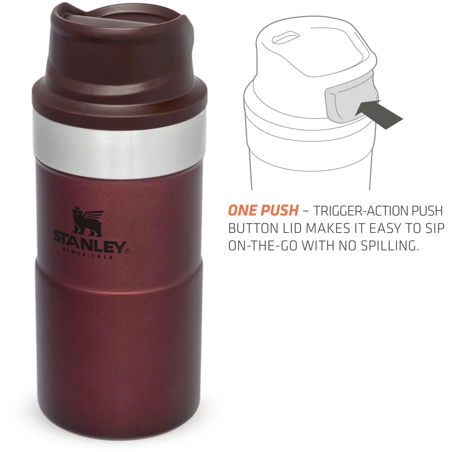 Stanley PMIClassic Trigger-Action Thermosbeker 250 Ml Wine 5 Stanley PMIClassic Trigger-Action Thermosbeker 250 Ml Wine - Afbeelding 5